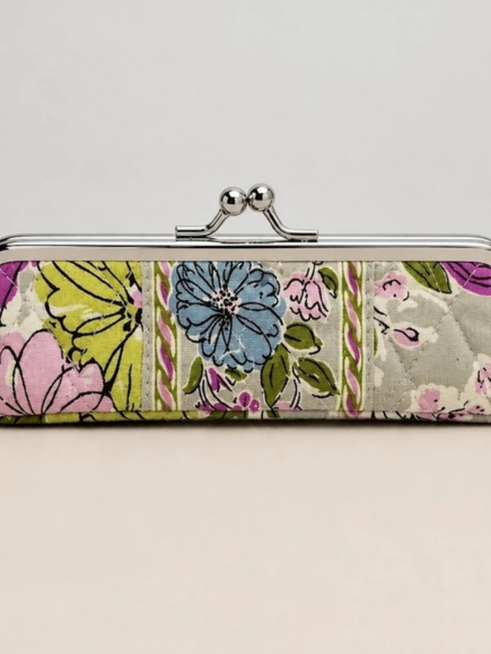 Vera Bradley Floral Kiss-Lock Cosmetic Bag in Pink & Green